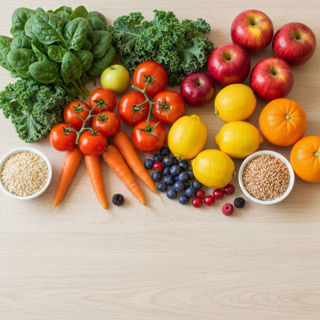 Fresh vegetables and fruits representing nutritious foods